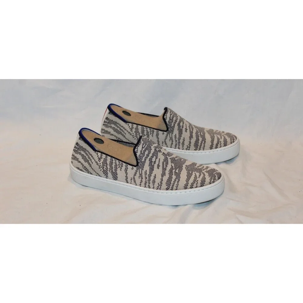 Rothy’s Women' Size 12 The Sneaker Maritime Tiger Knit Slip On Tan Retired